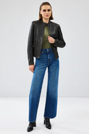 Weekend Women's Brown Vintage Leather Jacket | Derimod Weekend Women's Brown Vintage Leather Jacket | Derimod