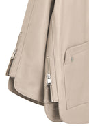 Karen Women's Beige Oversize Leather Jacket | Derimod Karen Women's Beige Oversize Leather Jacket | Derimod