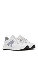 Women's White Lace-Up Leather Sneaker | Derimod Women's White Lace-Up Leather Sneaker | Derimod