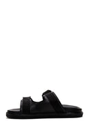 Men's Black Leather Slippers | Derimod Men's Black Leather Slippers | Derimod