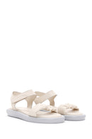 Kadın Bej Deri Comfort Sandalet | Derimod Kadın Bej Deri Comfort Sandalet | Derimod
