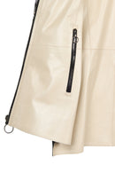 Dorothy Woman Beige Wide-Fit Leather Jacket | Derimod Dorothy Woman Beige Wide-Fit Leather Jacket | Derimod