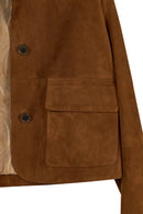 Trix Woman Brown Oversize Suede Leather Jacket | Derimod Trix Woman Brown Oversize Suede Leather Jacket | Derimod