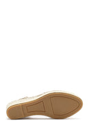 Women's Beige Wedge Heel Leather Espadrille Sandals | Derimod Women's Beige Wedge Heel Leather Espadrille Sandals | Derimod