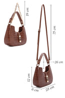 Women's Brown Long Strap Crocodile Patterned Handbag | Derimod Women's Brown Long Strap Crocodile Patterned Handbag | Derimod
