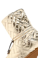 Women's Gold Knit Patterned Metallic Casual Boots | Derimod Women's Gold Knit Patterned Metallic Casual Boots | Derimod