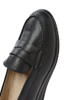 Women's Black Wedge Heel Leather Comfort Loafer | Derimod Women's Black Wedge Heel Leather Comfort Loafer | Derimod