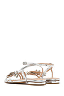 Kadın Gümüş Bilekten Tokalı Taşlı Metalik Sandalet | Derimod Kadın Gümüş Bilekten Tokalı Taşlı Metalik Sandalet | Derimod