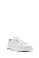 Men's White Lace-up Leather Sneaker | Derimod Men's White Lace-up Leather Sneaker | Derimod