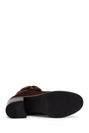Woman Brown Zip Closure Chunky-Heeled Suede Leather Boots | Derimod Woman Brown Zip Closure Chunky-Heeled Suede Leather Boots | Derimod