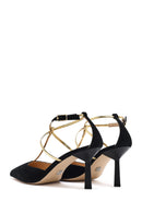 Women's Black Ankle Strap Thin Heel Suede Leather Shoes | Derimod Women's Black Ankle Strap Thin Heel Suede Leather Shoes | Derimod