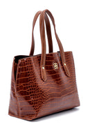 Women's Crocodile Patterned Shoulder Bag | Derimod Women's Crocodile Patterned Shoulder Bag | Derimod