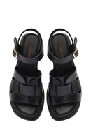 Women's Black Ankle Buckle Low Heeled Leather Sandals | Derimod Women's Black Ankle Buckle Low Heeled Leather Sandals | Derimod