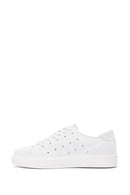 Men's White Lace-up Thick-Sole Leather Sneaker | Derimod Men's White Lace-up Thick-Sole Leather Sneaker | Derimod