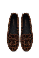 Kadın Leopar Fiyonklu Süet Deri Loafer | Derimod Kadın Leopar Fiyonklu Süet Deri Loafer | Derimod