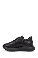 Men's Black Lace-Up Thick-Soled Leather Sneaker | Derimod Men's Black Lace-Up Thick-Soled Leather Sneaker | Derimod