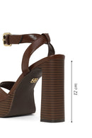 Woman Brown Platform Chunky High-Heeled Sandals | Derimod Woman Brown Platform Chunky High-Heeled Sandals | Derimod