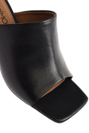 Women's Black Heeled Leather Slippers | Derimod Women's Black Heeled Leather Slippers | Derimod