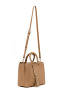 Woman Beige Long-Strap Printed Shoulder Bag | Derimod Woman Beige Long-Strap Printed Shoulder Bag | Derimod