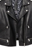 Eliza Women's Black Biker Short Leather Jacket | Derimod Eliza Women's Black Biker Short Leather Jacket | Derimod
