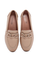 Kadın Bej Deri Tokalı Klasik Loafer | Derimod Kadın Bej Deri Tokalı Klasik Loafer | Derimod