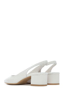 Women's Beige Slingback Thick Low Heel Leather Shoes | Derimod Women's Beige Slingback Thick Low Heel Leather Shoes | Derimod