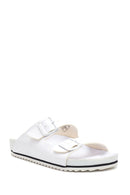 Women's White Double Buckle Slippers | Derimod Women's White Double Buckle Slippers | Derimod