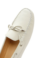 Women's Cream Bow Leather Loafer | Derimod Women's Cream Bow Leather Loafer | Derimod