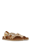Women's Gold Strapped Leather Sandals | Derimod Women's Gold Strapped Leather Sandals | Derimod