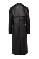 Natalia Women's Black Leather Trench Coat | Derimod Natalia Women's Black Leather Trench Coat | Derimod