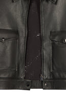 Raquel Woman Black Shirt Collar Short Leather Jacket | Derimod Raquel Woman Black Shirt Collar Short Leather Jacket | Derimod