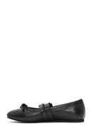 Women's Black Belted Leather Ballerina | Derimod Women's Black Belted Leather Ballerina | Derimod