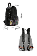 Women's Black Printed Backpack | Derimod Women's Black Printed Backpack | Derimod