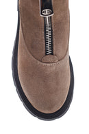 Women's Leather Suede Front Zipper Boots | Derimod Women's Leather Suede Front Zipper Boots | Derimod