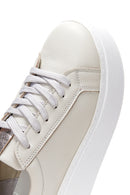 Kadın Bej Deri Kalın Tabanlı Sneaker | Derimod Kadın Bej Deri Kalın Tabanlı Sneaker | Derimod
