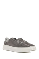 Men's Grey Lace-Up Thick-Sole Suede Leather Sneakers | Derimod Men's Grey Lace-Up Thick-Sole Suede Leather Sneakers | Derimod
