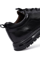 Men's Black Lace-Up Leather Casual Sneakers | Derimod Men's Black Lace-Up Leather Casual Sneakers | Derimod