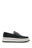Men's Black Thick-Soled Leather Casual Loafer | Derimod Men's Black Thick-Soled Leather Casual Loafer | Derimod