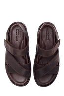 Men's Brown Nubuck Leather Sandals | Derimod Men's Brown Nubuck Leather Sandals | Derimod
