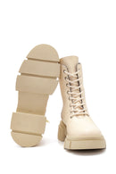 Women's Beige Leather Boots | Derimod Women's Beige Leather Boots | Derimod
