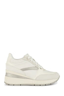 Geox Women's White Zosma Thick Sole Lace Up Leather Sneaker | Derimod Geox Women's White Zosma Thick Sole Lace Up Leather Sneaker | Derimod