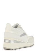 Geox Women's White Zosma Thick Sole Lace Up Leather Sneaker | Derimod Geox Women's White Zosma Thick Sole Lace Up Leather Sneaker | Derimod