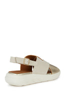 Geox Women's Beige Spherica Ec5 Strappy Leather Sandals | Derimod Geox Women's Beige Spherica Ec5 Strappy Leather Sandals | Derimod