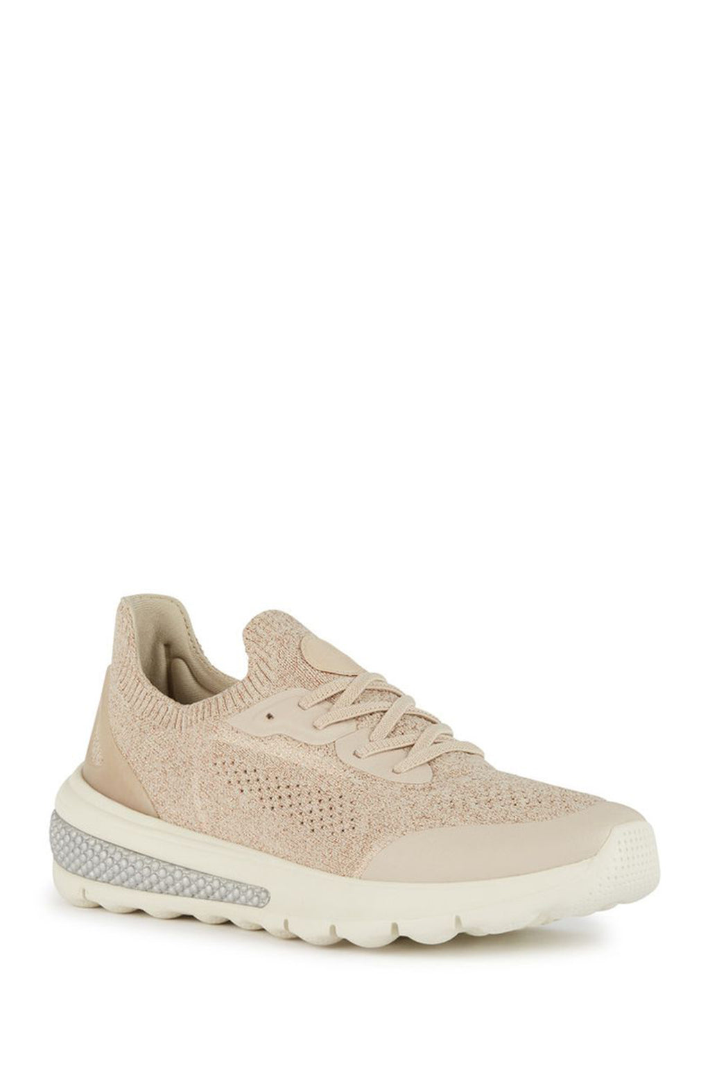 Geox Kadın Bej Spherica Actif Kalın Tabanlı Bağcıklı Kumaş Sneaker