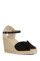 Geox Women's Black Gelsa Ankle Strap Wedge Heel Espadrille | Derimod Geox Women's Black Gelsa Ankle Strap Wedge Heel Espadrille | Derimod