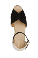 Geox Women's Black Gelsa Ankle Strap Wedge Heel Espadrille | Derimod Geox Women's Black Gelsa Ankle Strap Wedge Heel Espadrille | Derimod