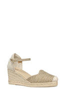 Geox Women Mink Ankle Buckle Wedge Heel Braided Leather Espadrille | Derimod Geox Women Mink Ankle Buckle Wedge Heel Braided Leather Espadrille | Derimod