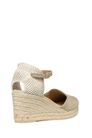 Geox Women Mink Ankle Buckle Wedge Heel Braided Leather Espadrille | Derimod Geox Women Mink Ankle Buckle Wedge Heel Braided Leather Espadrille | Derimod
