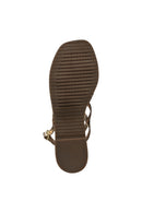 Geox Women Gold Sozy Back Buckle Metallic Leather Sandal | Derimod Geox Women Gold Sozy Back Buckle Metallic Leather Sandal | Derimod