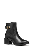 Geox Women Black D Serılda 60 A - Smo.Lea Buckled Zippered Heeled Leather Boot | Derimod Geox Women Black D Serılda 60 A - Smo.Lea Buckled Zippered Heeled Leather Boot | Derimod